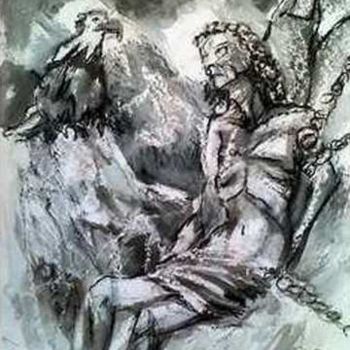 Painting titled "Prometheus" by Alex Ottmár, Original Artwork, Watercolor