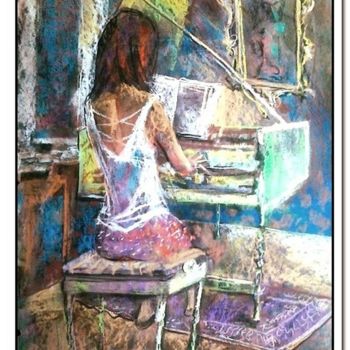 Painting titled "harpsichord" by Alex Ottmár, Original Artwork, Pastel