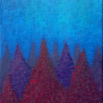 Painting titled "Winter" by Alex Pierantoni, Original Artwork, Oil Mounted on Wood Stretcher frame