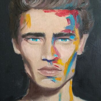 Malerei mit dem Titel "Boy in paint" von Alex Vainova, Original-Kunstwerk, Öl