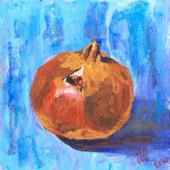绘画 标题为“Pomegranate on blue…” 由Alex Vainova, 原创艺术品, 丙烯