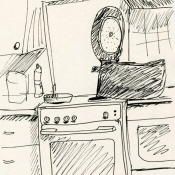 Tekening getiteld "kitchen. 10 min ske…" door Alex Vainova, Origineel Kunstwerk, Inkt