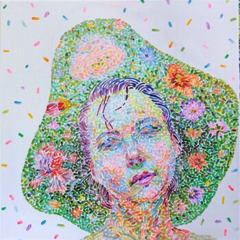 Malerei mit dem Titel "Lady in Hat" von Alexandra Finkelchtein, Original-Kunstwerk, Acryl Auf Keilrahmen aus Holz montiert