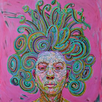 Painting titled "In (Medusa)hat" by Alexandra Finkelchtein, Original Artwork, Acrylic