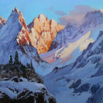 绘画 标题为“Горные вершины” 由Alexander Babich, 原创艺术品, 油