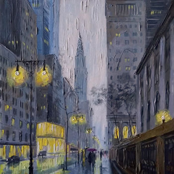 Malerei mit dem Titel "42nd Street, New Yo…" von Aleksandr Bolotov, Original-Kunstwerk, Öl