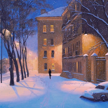"Winter Evening in t…" başlıklı Tablo Александр Болотов tarafından, Orijinal sanat, Petrol