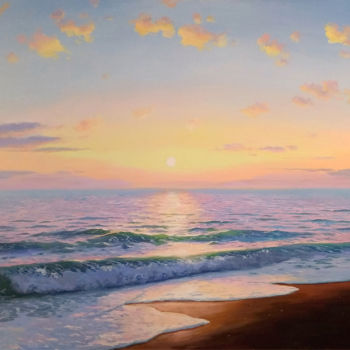 Pintura intitulada "Dawn on the Sea" por Aleksandr Bolotov, Obras de arte originais, Óleo