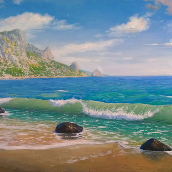Painting titled "Surf in Katsiveli.…" by Aleksandr Bolotov, Original Artwork, Oil