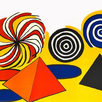 Отпечатки и Гравюры под названием ""Pinwheels and Pyra…" - Alexander Calder, Подлинное произведение искусства, Литография