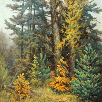 Painting titled "Смешанный лес. Дубки" by Aleksandr Kusenko, Original Artwork, Oil