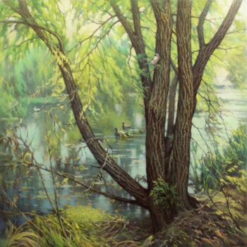Картина под названием "Возле речки" - Александр Кусенко, Подлинное произведение искусства, Масло