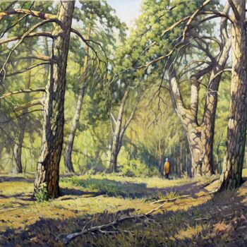 Schilderij getiteld "Сосновый лес" door Aleksandr Kusenko, Origineel Kunstwerk, Olie