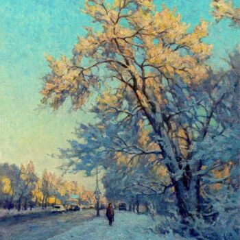 Ζωγραφική με τίτλο "Зимовий вечір" από Александр Кусенко, Αυθεντικά έργα τέχνης, Λάδι