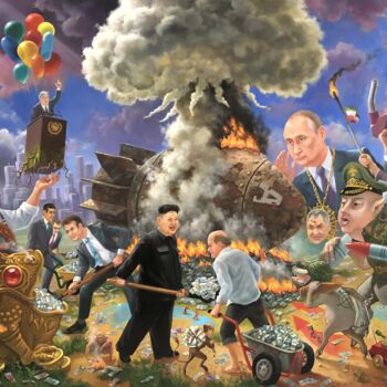 Painting titled "BOMB!" by Aleksandr Mikhalchuk, Original Artwork, Oil