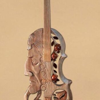 Sculpture titled "Nikolo Paganini" by Alexander Shkarbanenko, Original Artwork, Wood