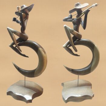 Sculpture intitulée "Moonlight Sonata" par Alexander Shkarbanenko, Œuvre d'art originale, Bois