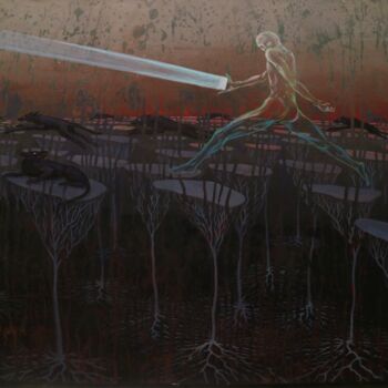 Картина под названием "Transparent man wit…" - Alexander Sovtsa, Подлинное произведение искусства, Акрил Установлен на Дерев…