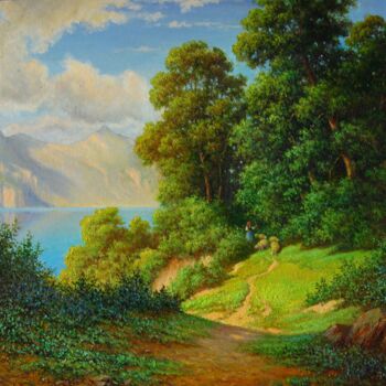 Painting titled "Paysage suisse." by Alexander Sultan, Original Artwork, Oil