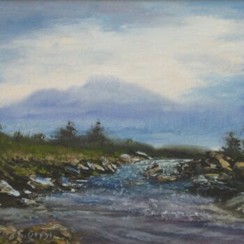 Painting titled "Ben Nevis, River Ne…" by Alexander Taylor Dickie, Original Artwork, Oil Mounted on Wood Stretcher frame