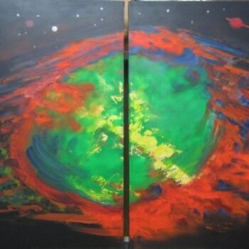 Painting titled "The Universe" by Alexander Taylor Dickie, Original Artwork, Oil Mounted on Wood Stretcher frame