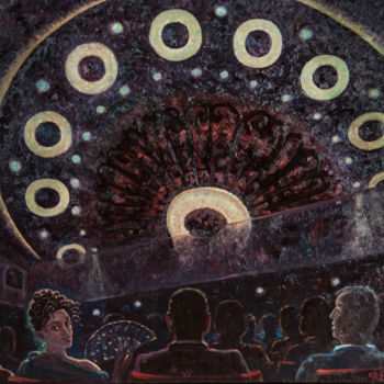 Painting titled "UFO on the Opera" by Alexander Telin, Original Artwork, Oil