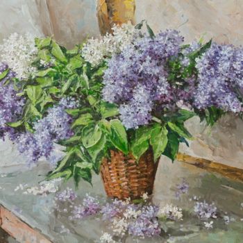 Peinture intitulée "Lilac on the table" par Alexander Volya, Œuvre d'art originale, Huile