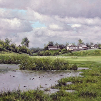 Malarstwo zatytułowany „The Village Pond” autorstwa Alexander Volya, Oryginalna praca, Olej