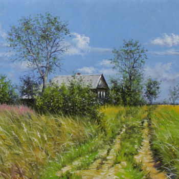Peinture intitulée "Village midday" par Alexander Volya, Œuvre d'art originale, Huile