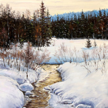 「Winter River」というタイトルの絵画 Alexander Volyaによって, オリジナルのアートワーク, オイル