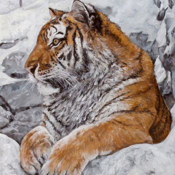Painting titled "Tiger. Winter" by Alexander Volya, Original Artwork, Oil