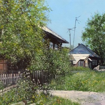 Painting titled "Village. Neighbor's…" by Alexander Volya, Original Artwork, Oil