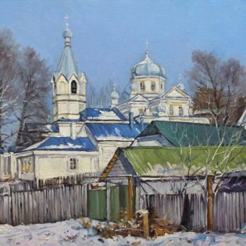 Ζωγραφική με τίτλο "Village Church" από Alexander Volya, Αυθεντικά έργα τέχνης