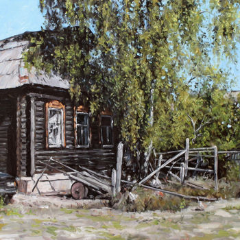 Malerei mit dem Titel "Old house in the vi…" von Alexander Volya, Original-Kunstwerk, Öl