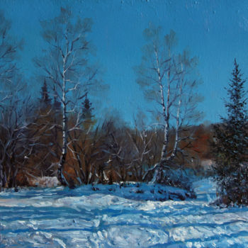 Peinture intitulée "February azure" par Alexander Volya, Œuvre d'art originale, Huile