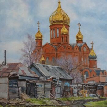 Schilderij getiteld "Old Temple" door Alexander Volya, Origineel Kunstwerk, Olie