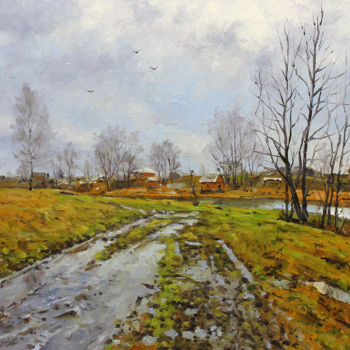 Картина под названием "Autumn in village" - Alexander Volya, Подлинное произведение искусства, Другой