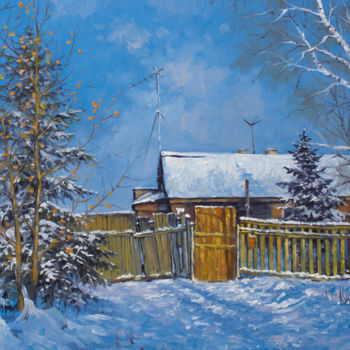 Painting titled "Winter Day. Wicket…" by Alexander Volya, Original Artwork, Oil