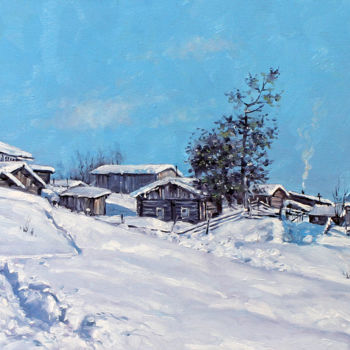 Painting titled "Village after snowf…" by Alexander Volya, Original Artwork, Oil