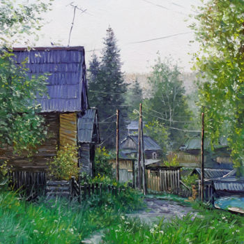 Peinture intitulée "Village street. Sum…" par Alexander Volya, Œuvre d'art originale, Huile