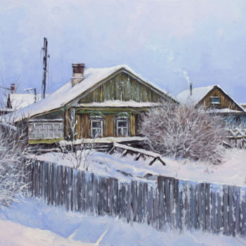 Painting titled "Village. Winter day" by Alexander Volya, Original Artwork, Oil