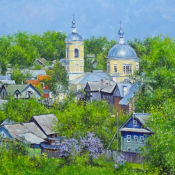 Painting titled "Summer day in old t…" by Alexander Volya, Original Artwork, Oil