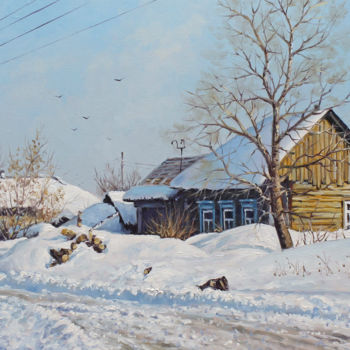 Peinture intitulée "Winter Village Day" par Alexander Volya, Œuvre d'art originale, Huile