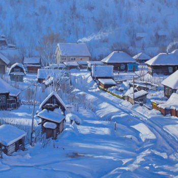 Painting titled "Bright winter day" by Alexander Volya, Original Artwork, Oil