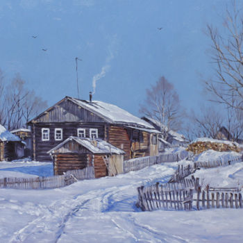 Malerei mit dem Titel "Village Street" von Alexander Volya, Original-Kunstwerk, Öl