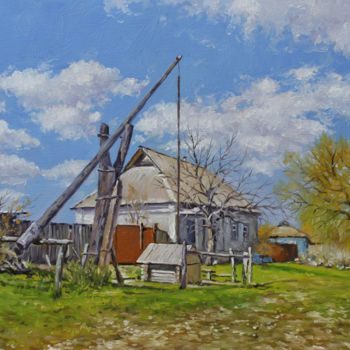 Painting titled "Summer day. Village…" by Alexander Volya, Original Artwork, Oil