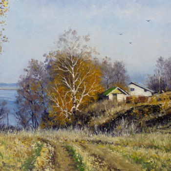Painting titled "Autumn time. Road" by Alexander Volya, Original Artwork, Oil