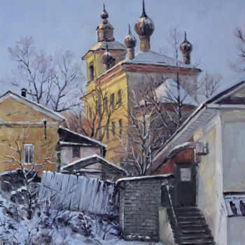 Картина под названием "Old town cathedral" - Alexander Volya, Подлинное произведение искусства, Масло