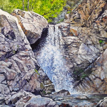 Painting titled "Waterfall. Summer" by Alexander Volya, Original Artwork, Oil