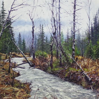 Malerei mit dem Titel "Forest. Taiga" von Alexander Volya, Original-Kunstwerk, Öl